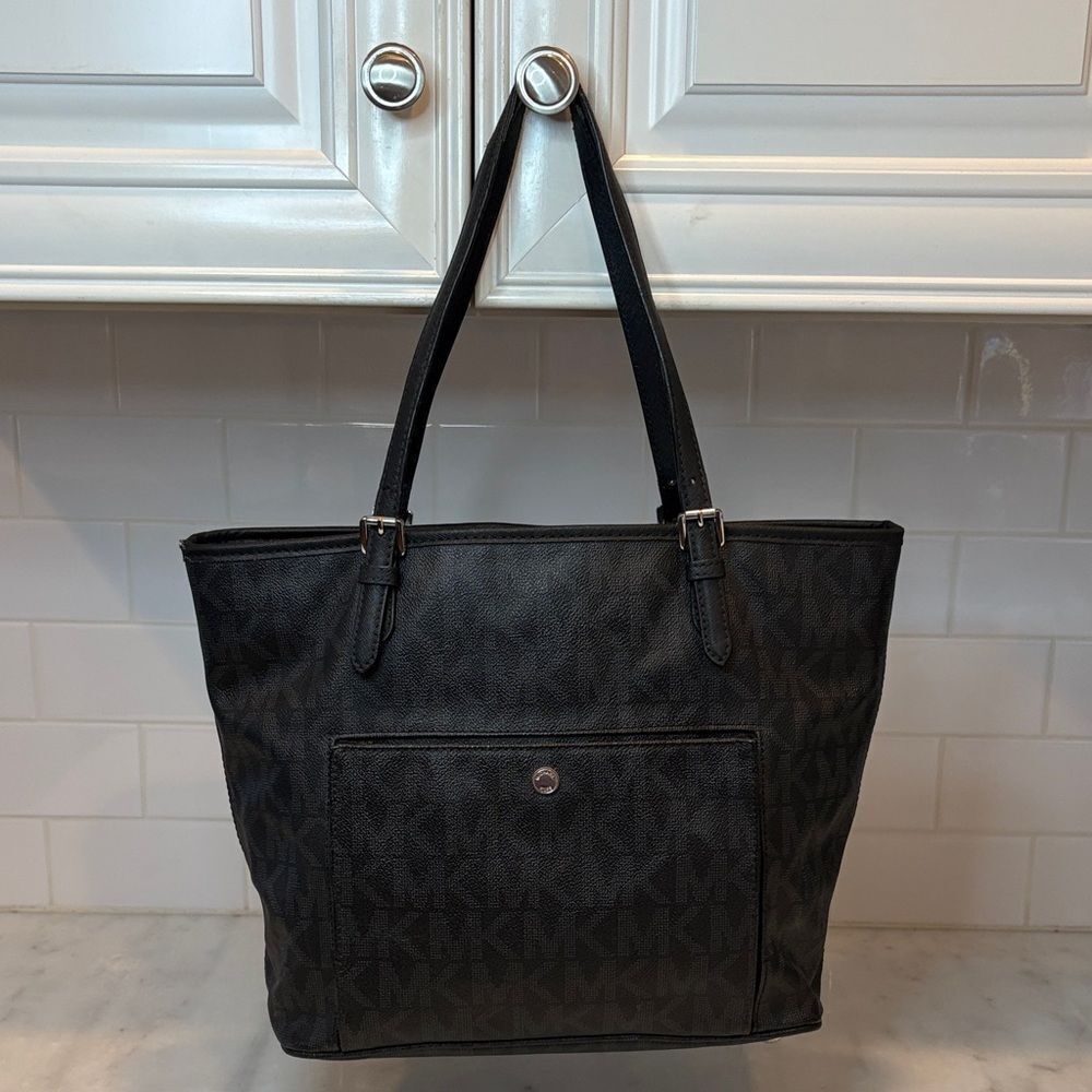 Michael Kors Bag Purse Handbag Leather Jet Set Travel Large Logo Tote